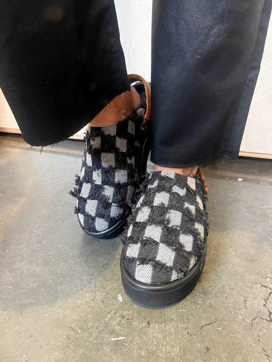 Quinn Checkerboard Clog - Black - Revel Boutique