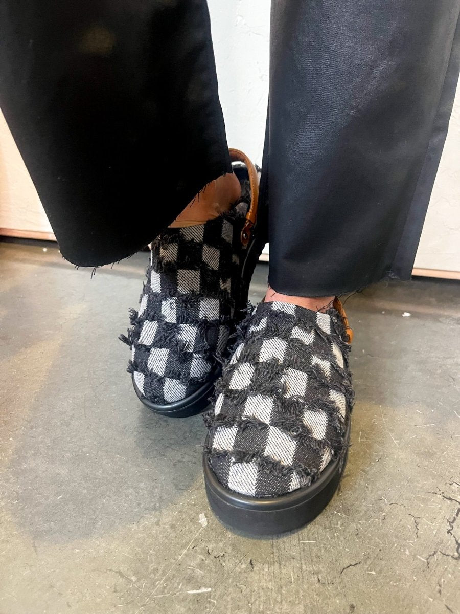 Quinn Checkerboard Clog - Black - Revel Boutique