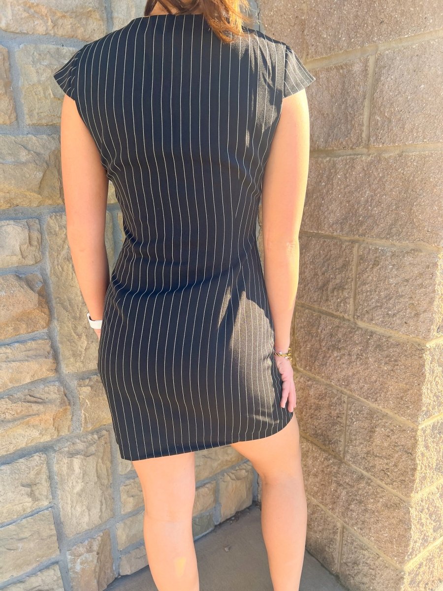 Raquel Pinstripe Mini Dress - Revel Boutique
