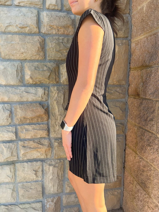 Load image into Gallery viewer, Raquel Pinstripe Mini Dress - Revel Boutique
