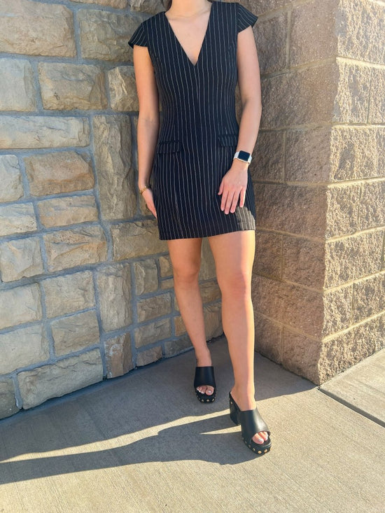 Raquel Pinstripe Mini Dress - Revel Boutique
