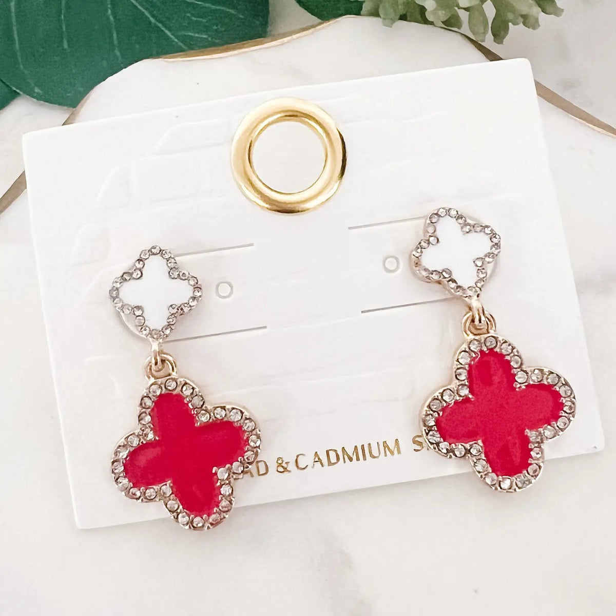 Red Clover Dangle Earrings - Revel Boutique