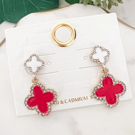 Red Clover Dangle Earrings - Revel Boutique