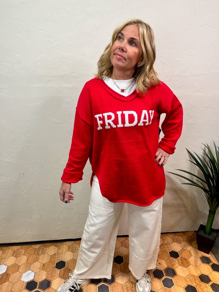 Red Friday Sweater - Revel Boutique
