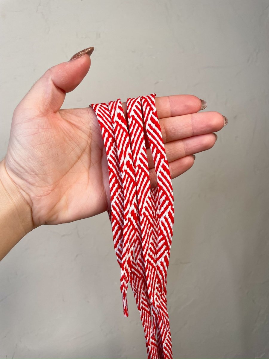Red Herringbone Shoelaces - Revel Boutique
