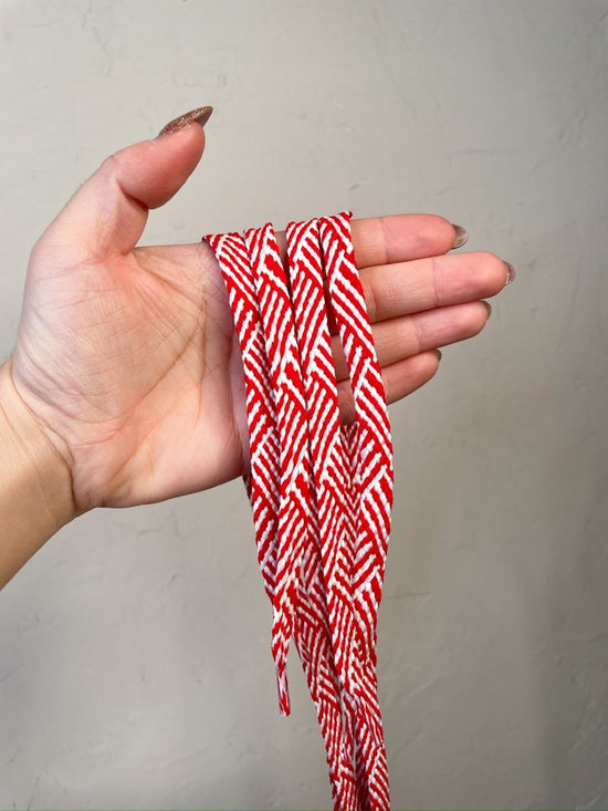 Red Herringbone Shoelaces - Revel Boutique