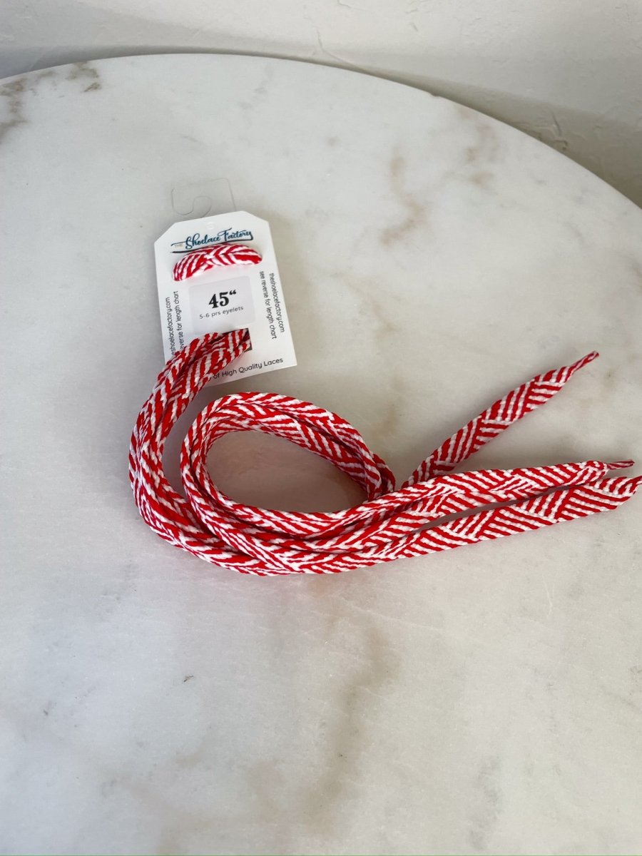 Red Herringbone Shoelaces - Revel Boutique