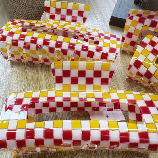 Red Kingdom Checkered Clip - Revel Boutique