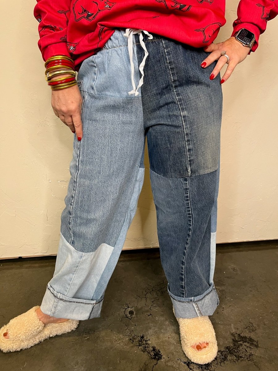 Rewind Denim Patchwork Pant - Revel Boutique