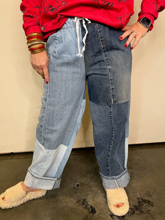 Rewind Denim Patchwork Pant - Revel Boutique