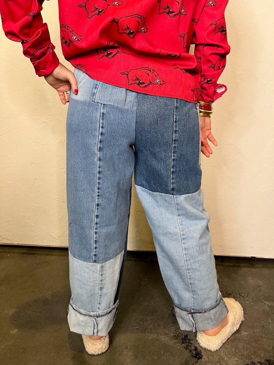 Rewind Denim Patchwork Pant - Revel Boutique