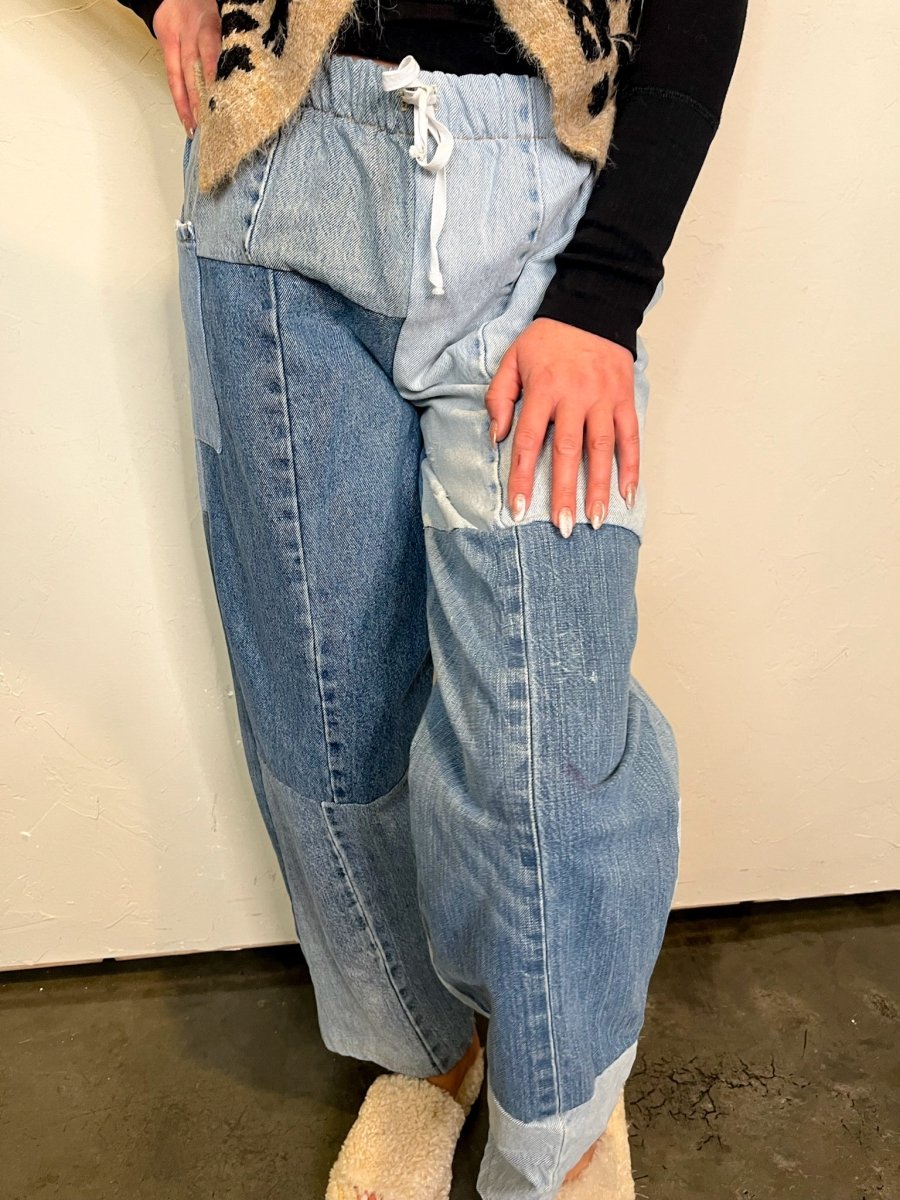 Rewind Denim Patchwork Pant - Revel Boutique