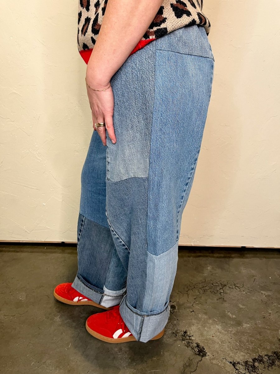 Rewind Denim Patchwork Pant - Revel Boutique
