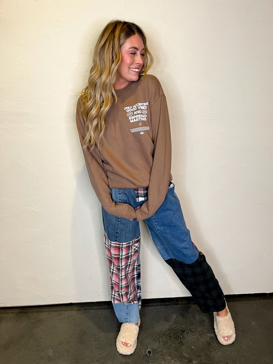 Rewind Flannel/Denim Pant - Revel Boutique