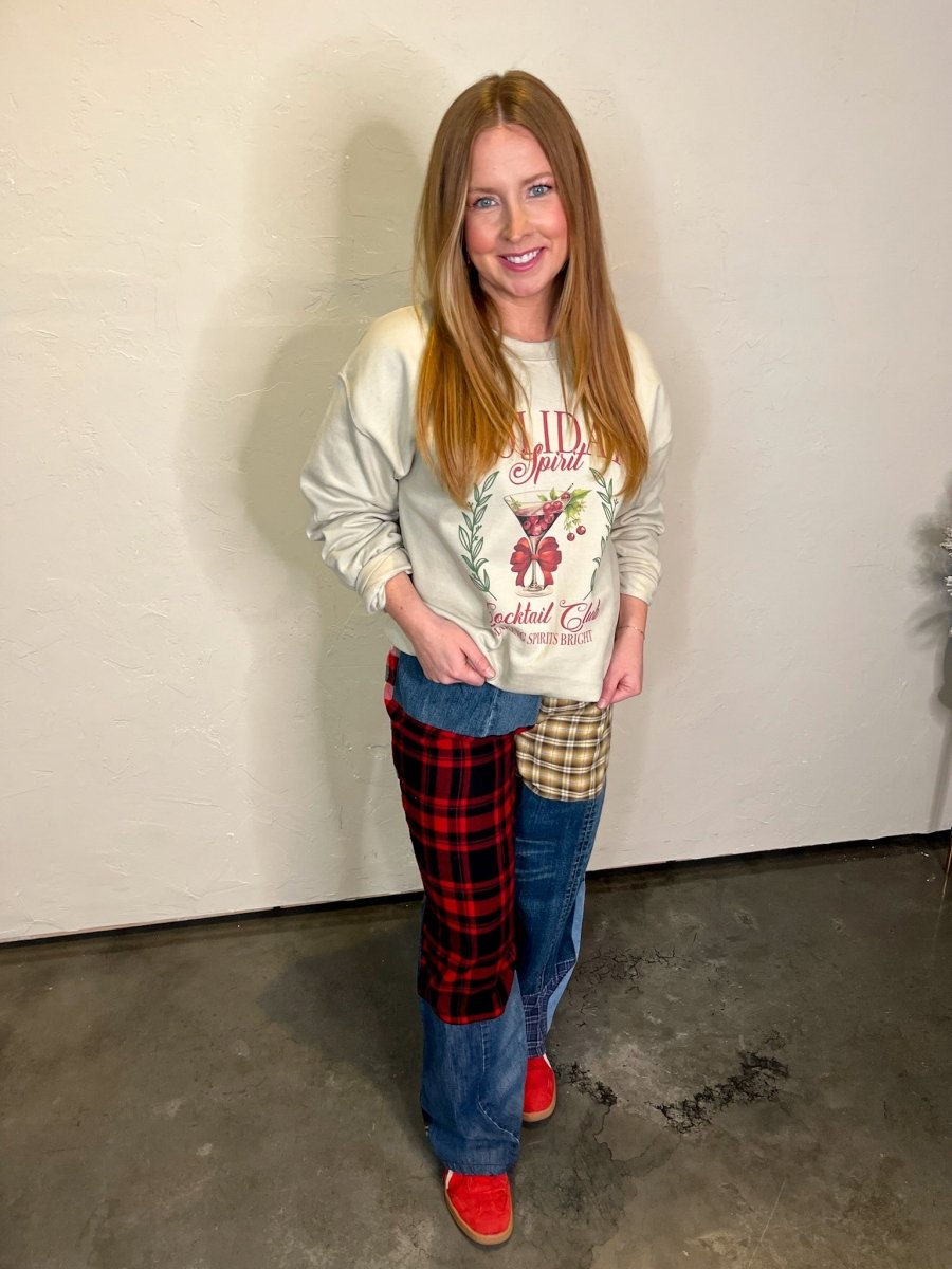 Rewind Flannel/Denim Pant - Revel Boutique