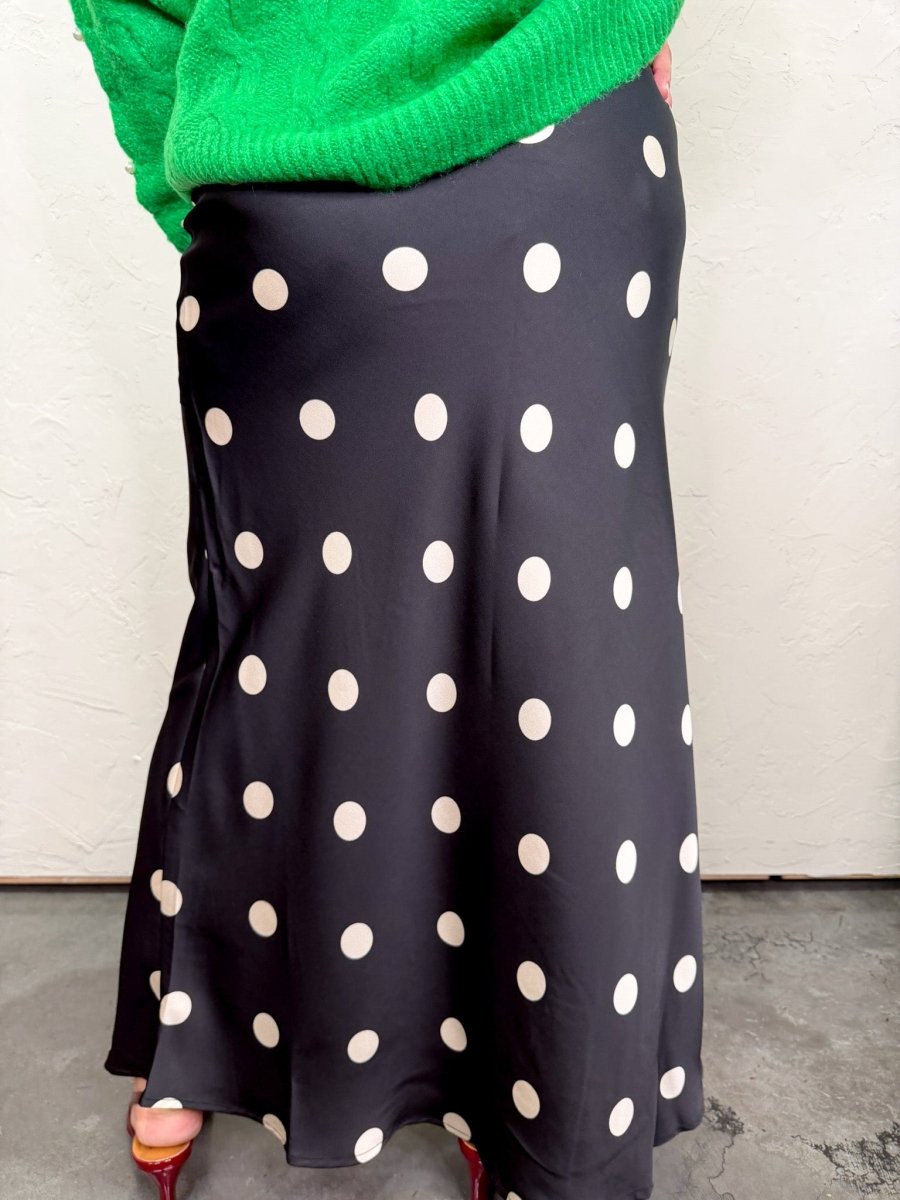 Ronnie Polkadot Skirt - Black/Cream - Revel Boutique