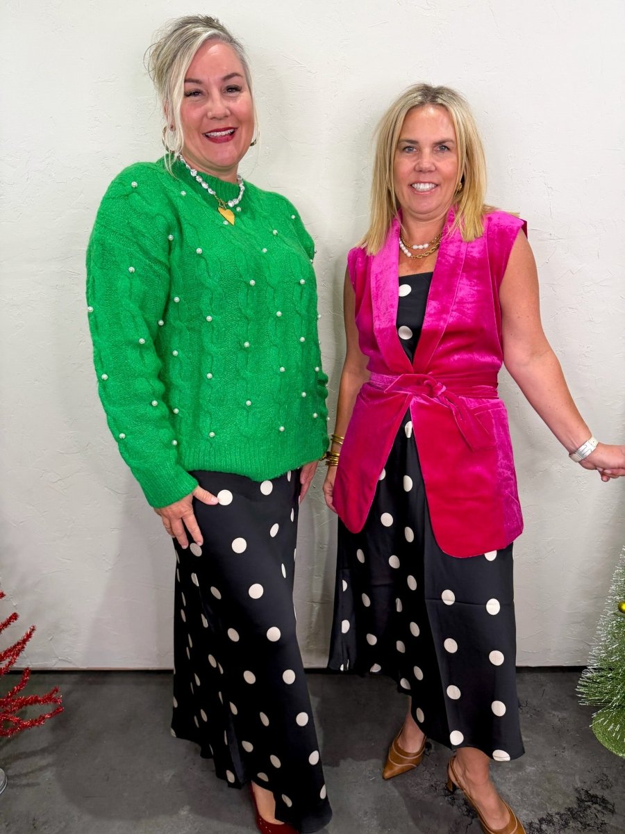 Ronnie Polkadot Skirt - Black/Cream - Revel Boutique