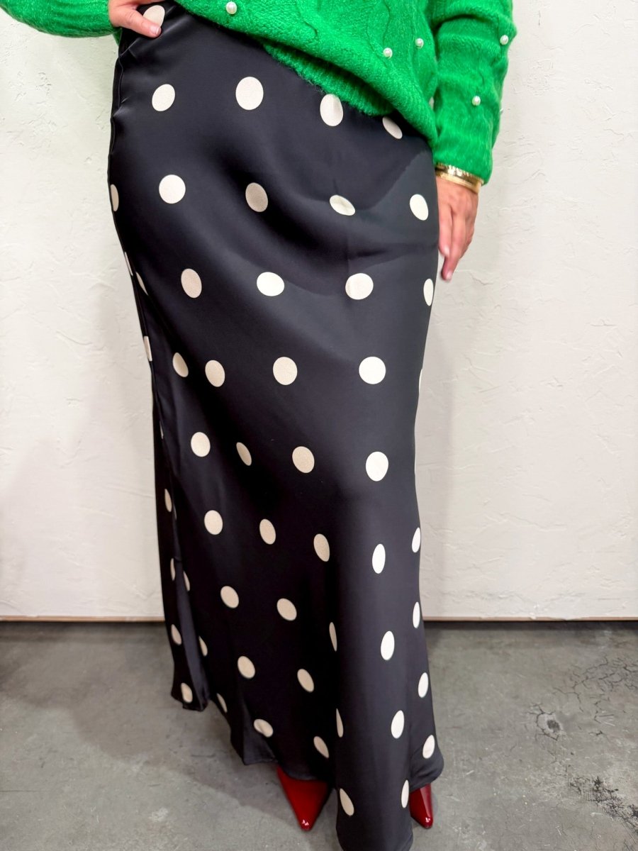 Ronnie Polkadot Skirt - Black/Cream - Revel Boutique