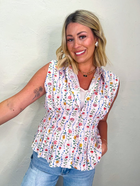 Rose Garden Peplum Blouse - Revel Boutique