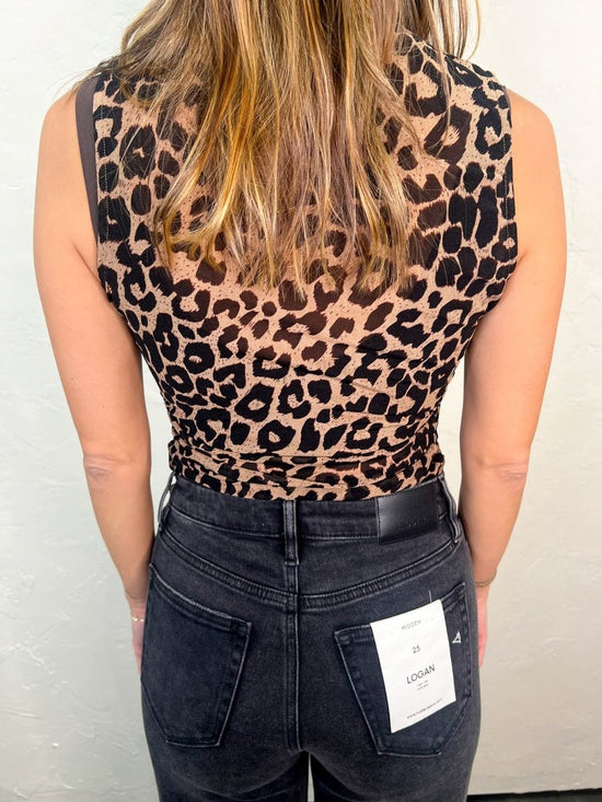 Safari Mesh Mock Neck - Leopard - Revel Boutique