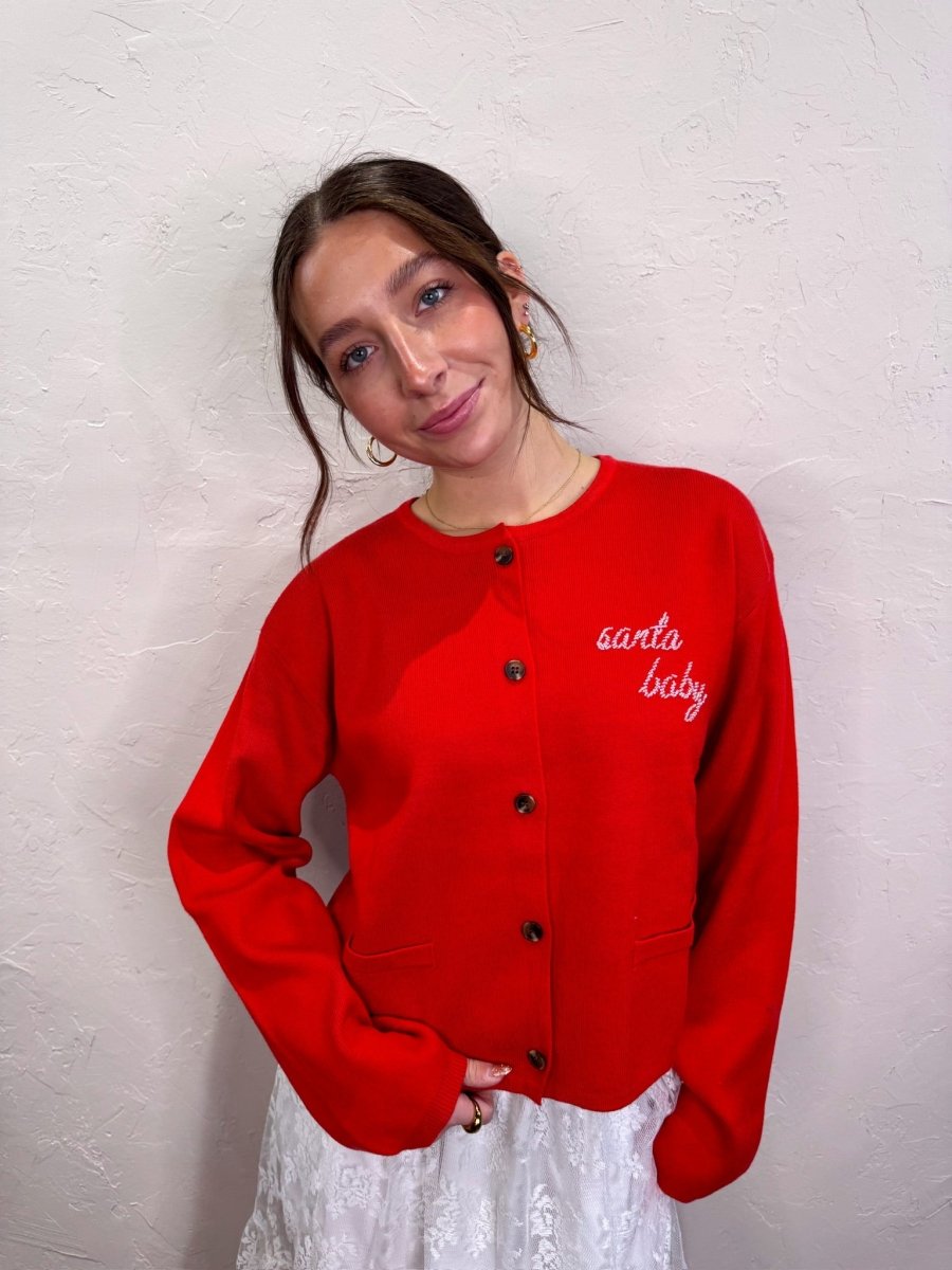 Santa Baby Beaded Cardigan - Revel Boutique