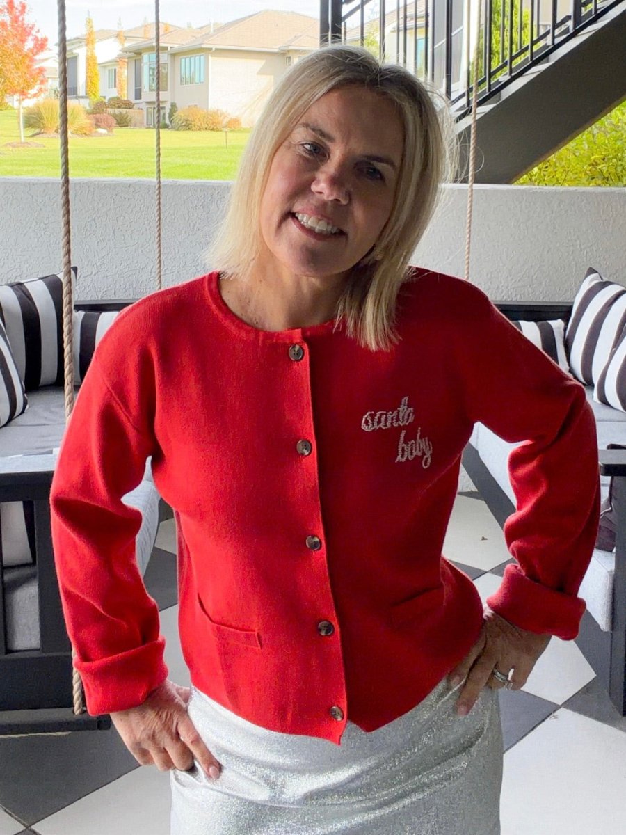 Santa Baby Beaded Cardigan - Revel Boutique