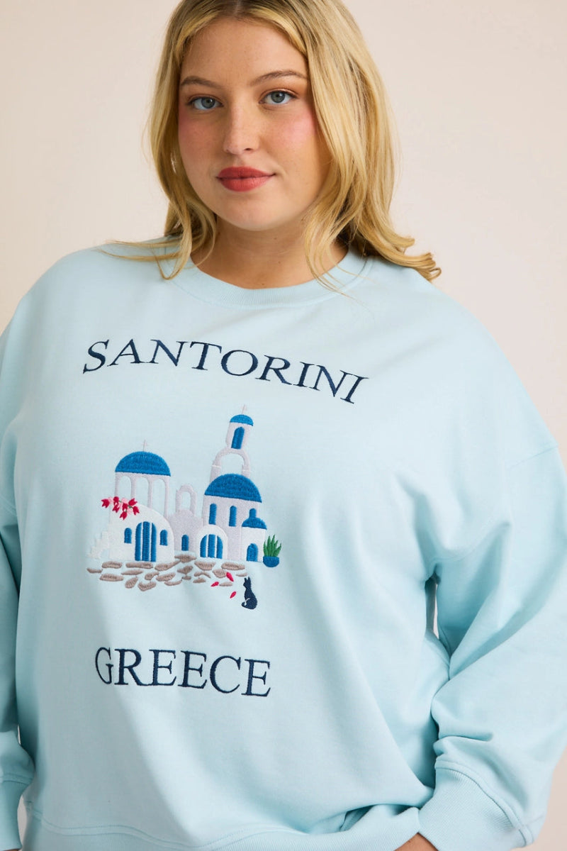 Santorini Embroidered Sweatshirt - Revel Boutique