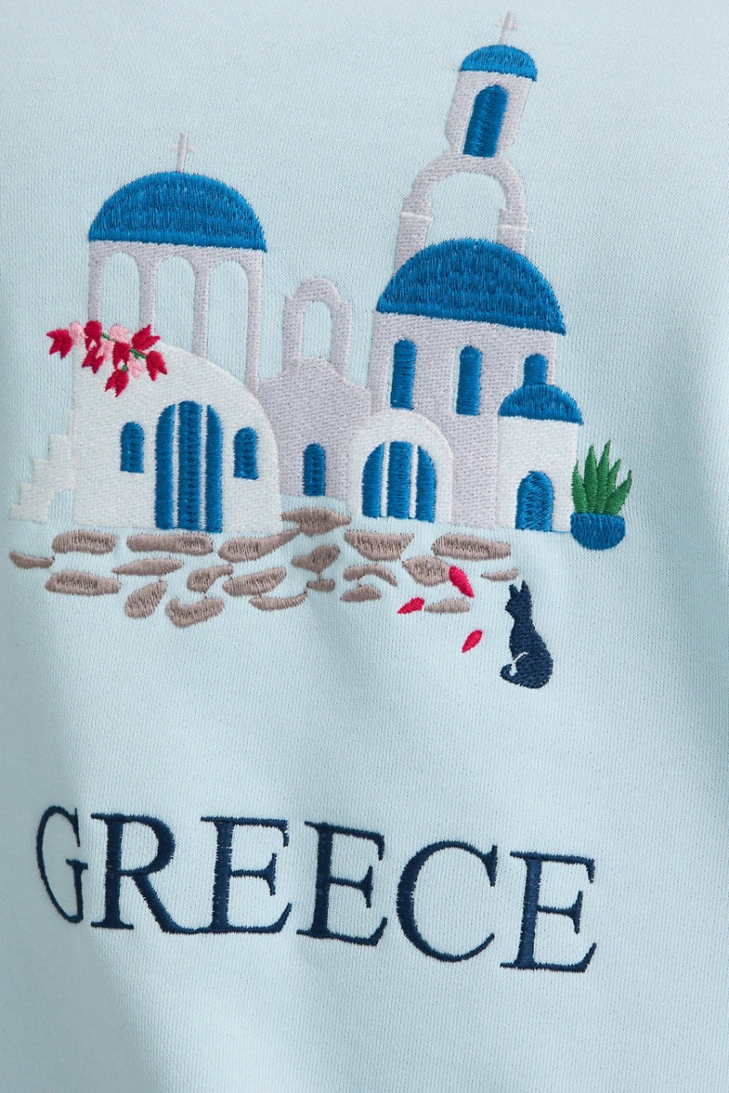 Santorini Embroidered Sweatshirt - Revel Boutique