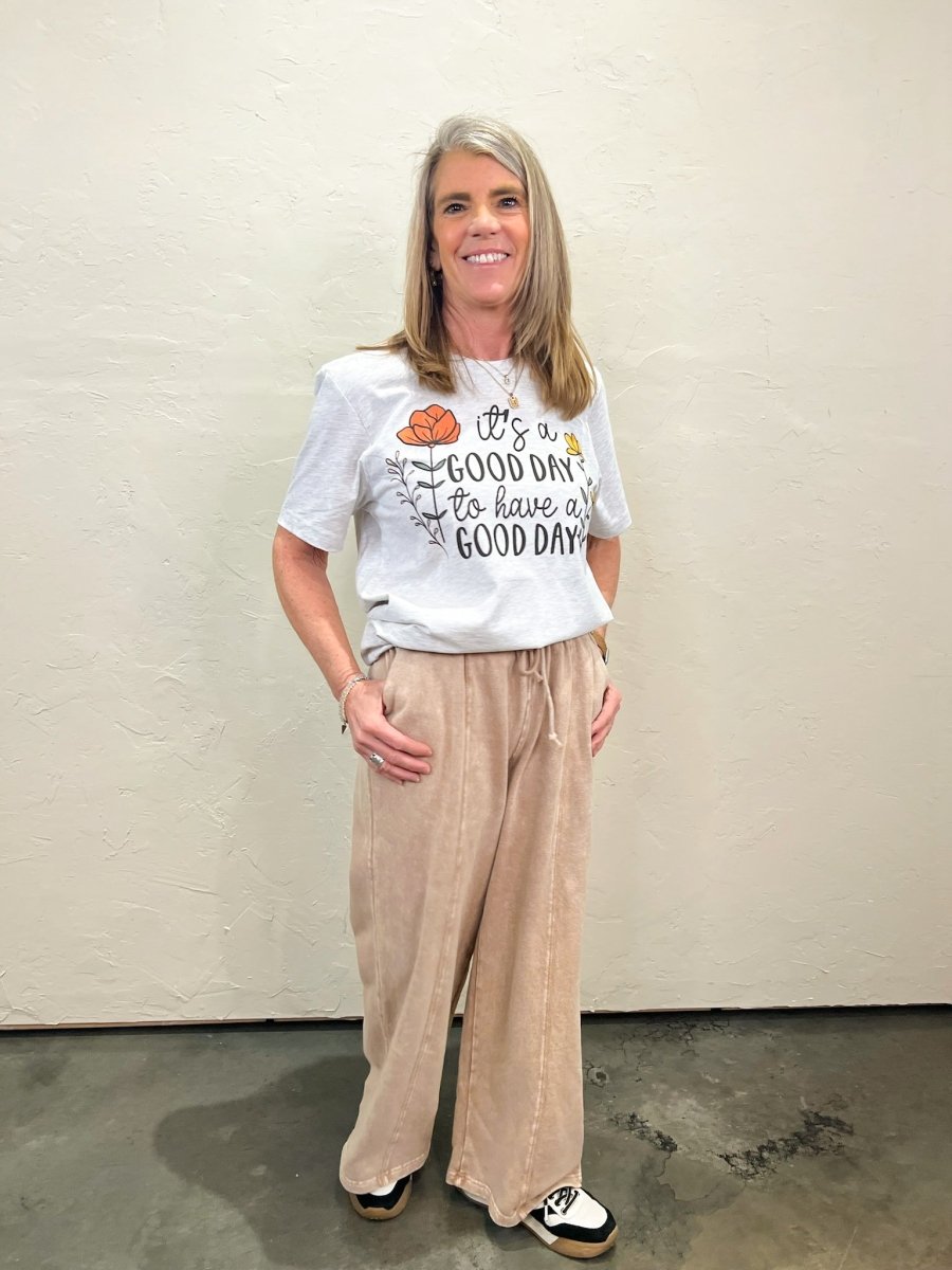 Saturday Drawstring Sweat - Dark Taupe - Revel Boutique