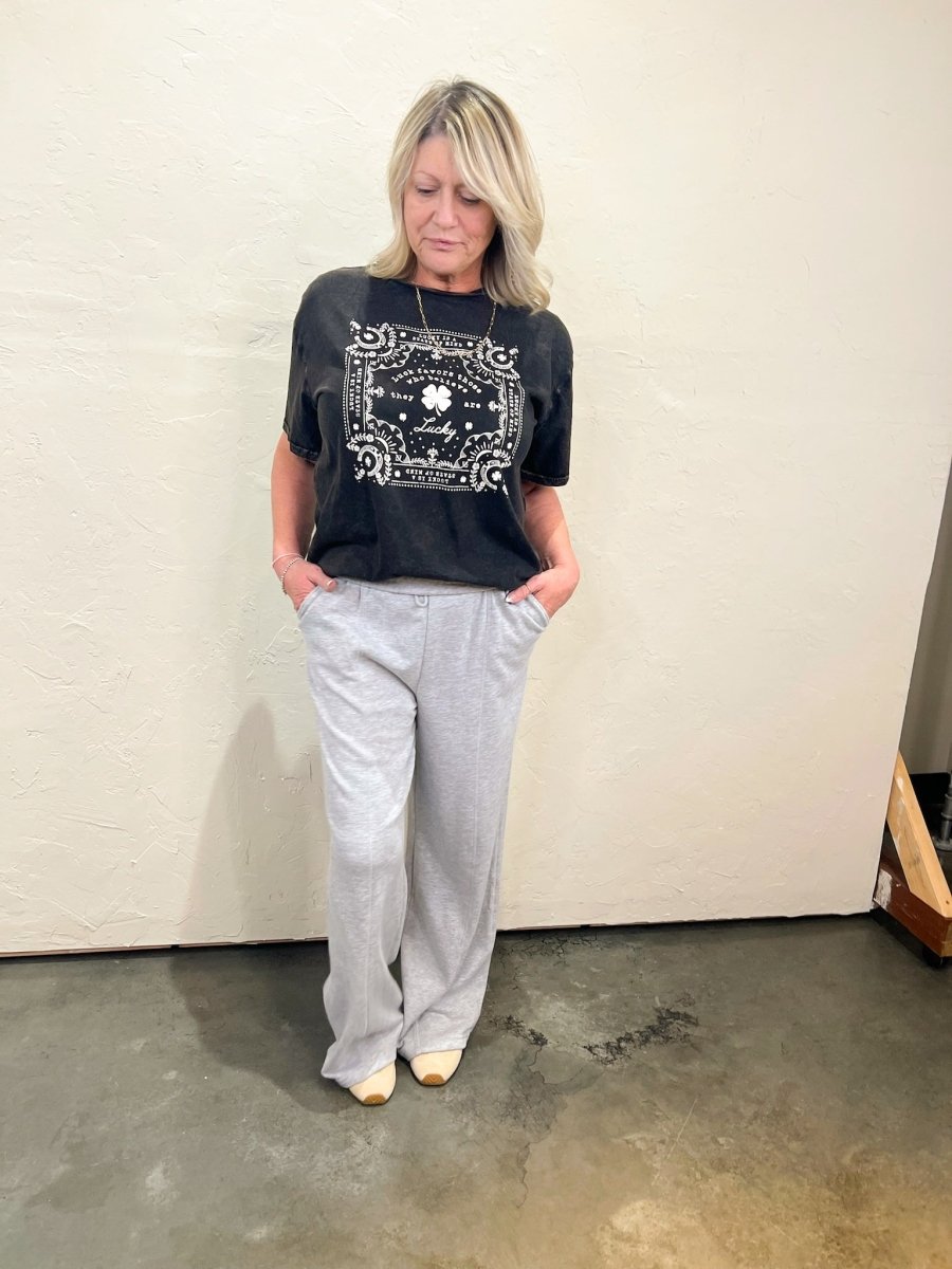 Saturday Drawstring Sweat - Heather Gray - Revel Boutique