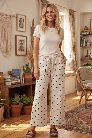 Scuba Dotty Pants-Black - Revel Boutique