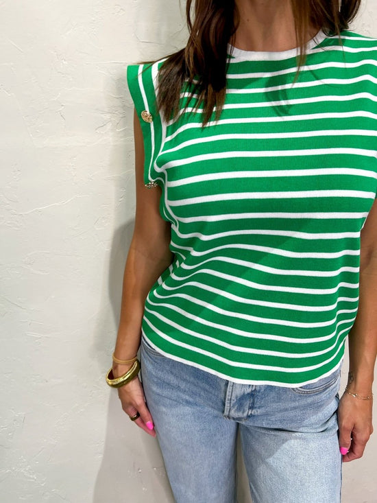 Seaside Stripe Top - Green - Revel Boutique