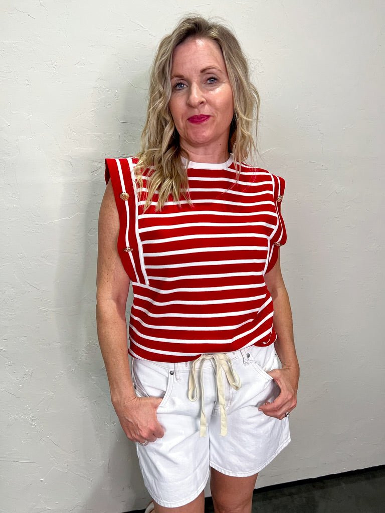 Seaside Stripe Top - Red - Revel Boutique