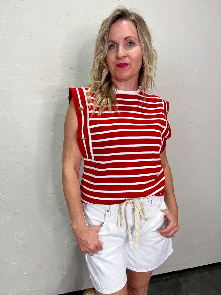 Seaside Stripe Top - Red - Revel Boutique