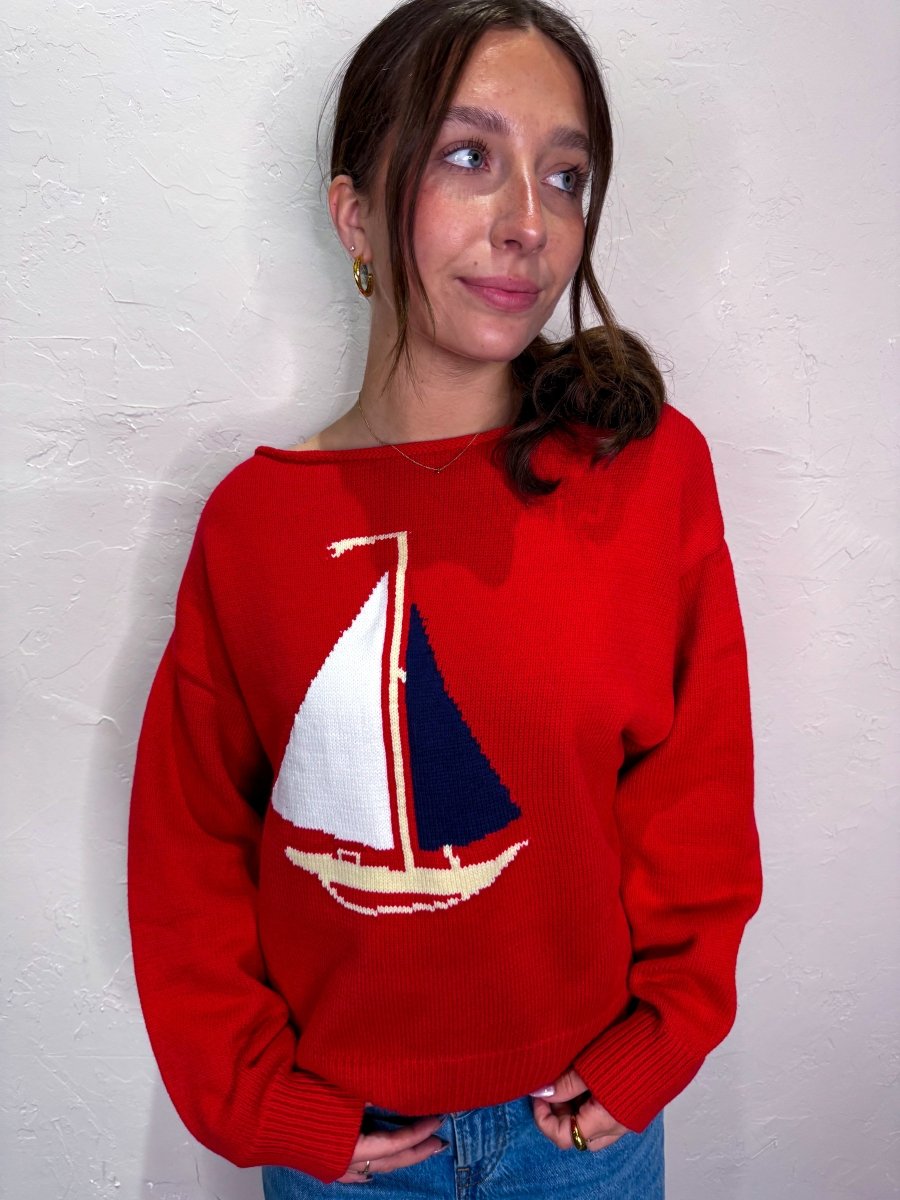 Set Sail Sweater - Red - Revel Boutique