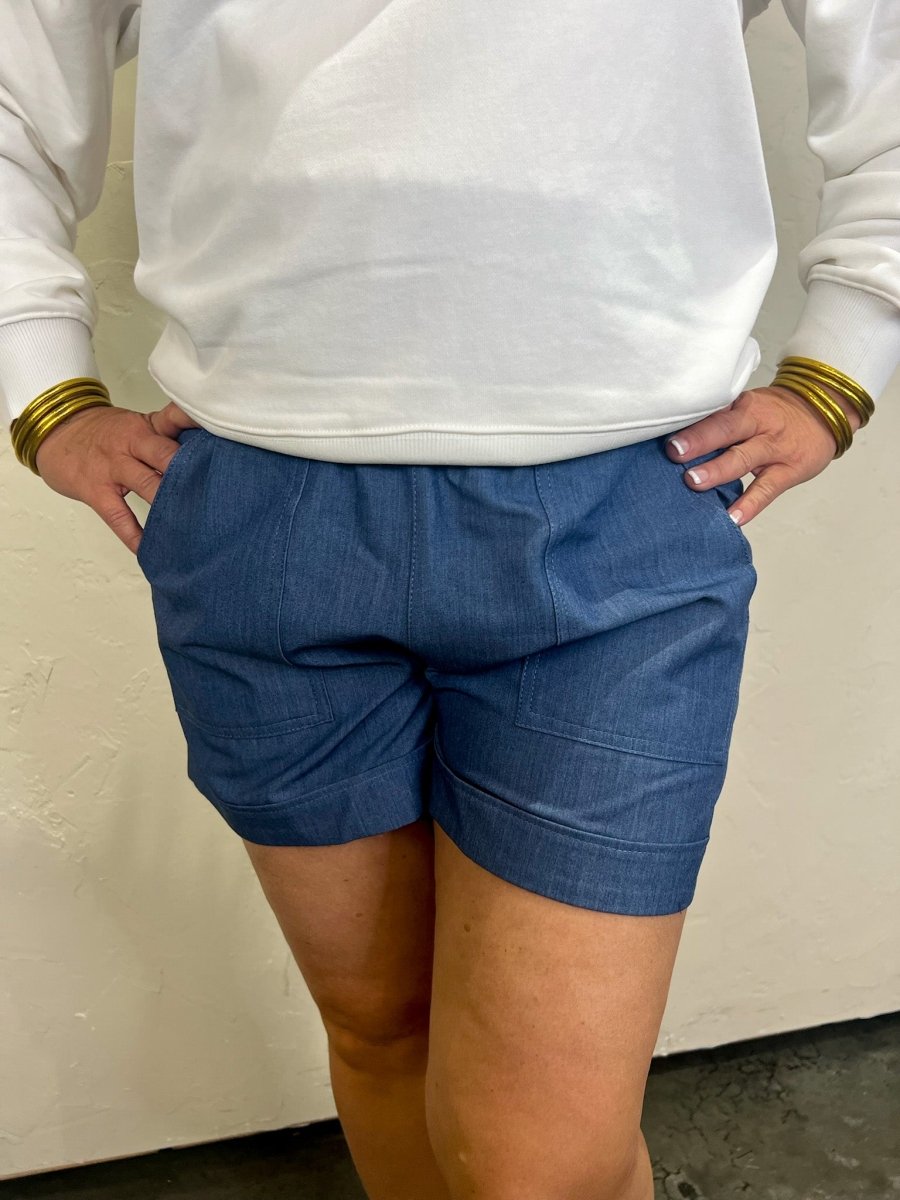 Shay High - Waisted Shorts - Indigo - Revel Boutique