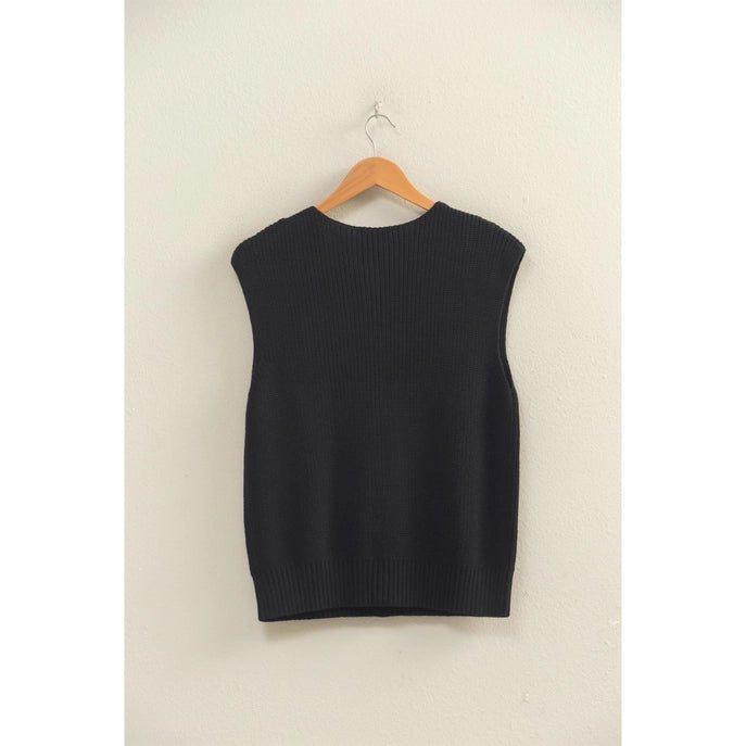Sleeveless Ribbed Vest: Black - Revel Boutique