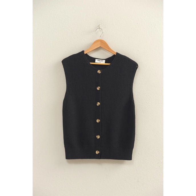 Sleeveless Ribbed Vest: Black - Revel Boutique