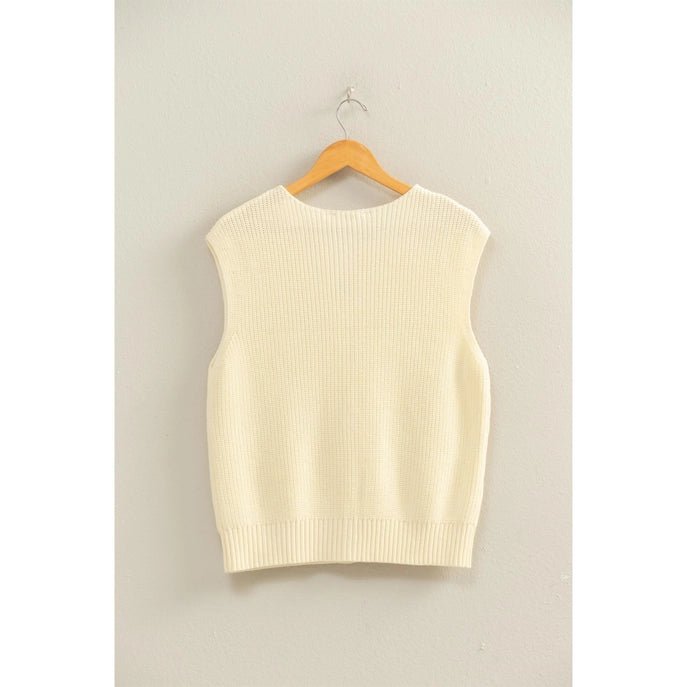 Sleeveless Ribbed Vest: Cream - Revel Boutique