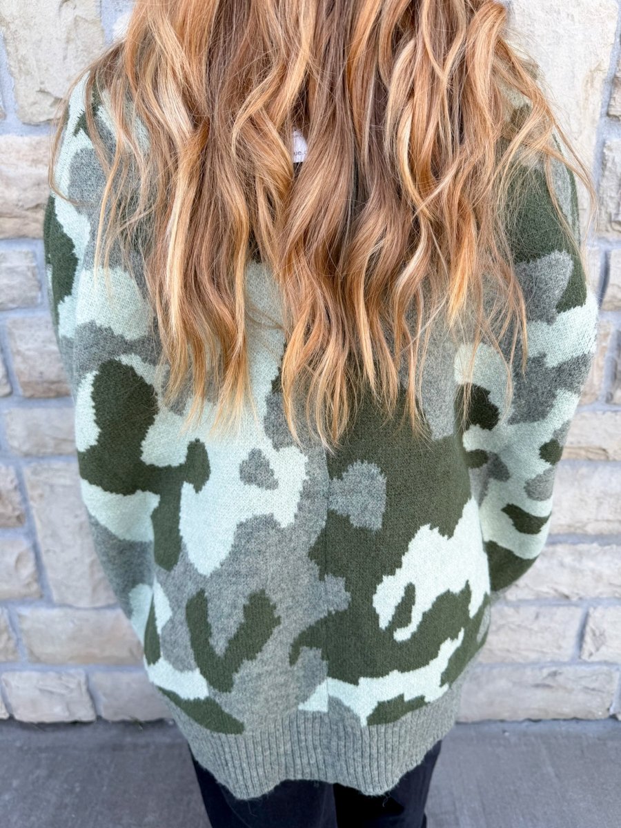 Sneak Away Camo Cardigan - Revel Boutique