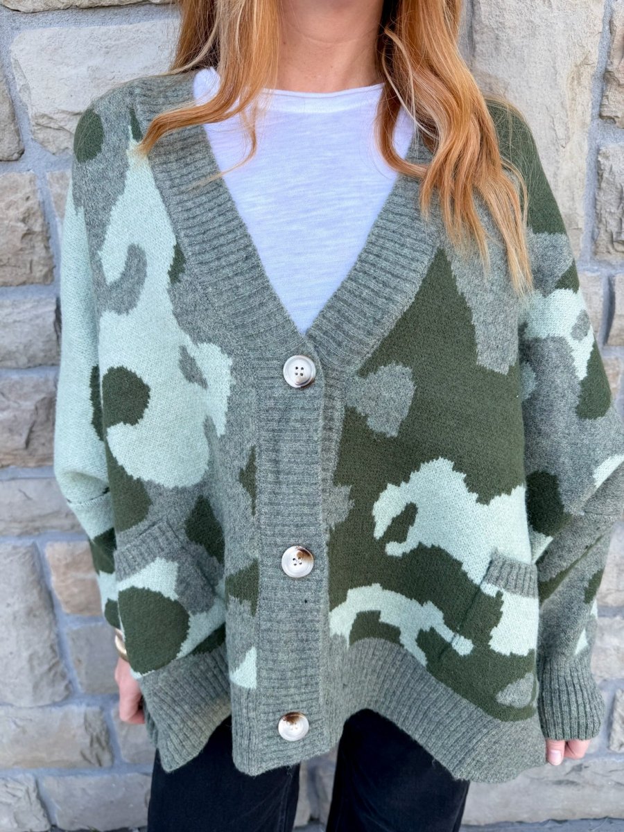 Sneak Away Camo Cardigan - Revel Boutique