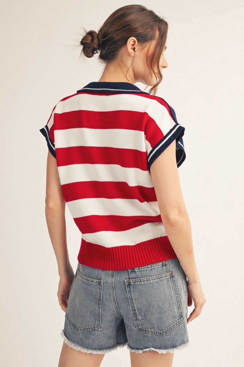 Star Embroidery American Flag Sweater - Revel Boutique
