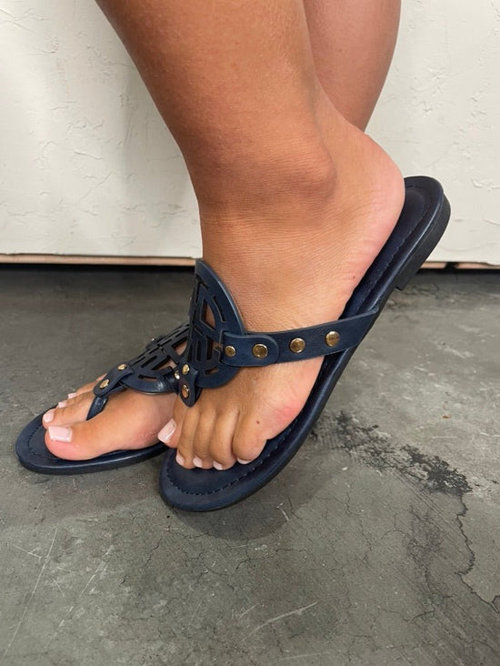 Storm Studded Sandal - Navy - Revel Boutique