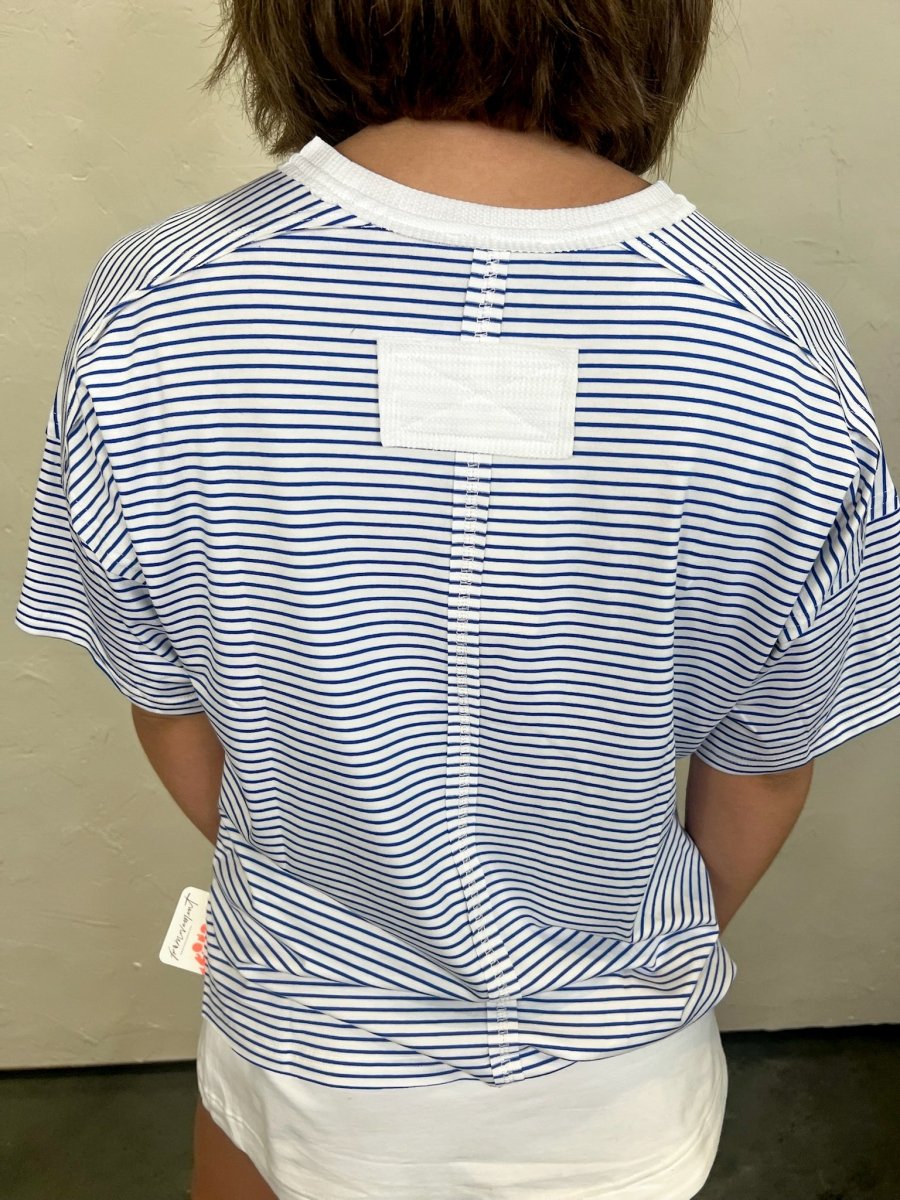 Streamline Stripe Top - Blue - Revel Boutique