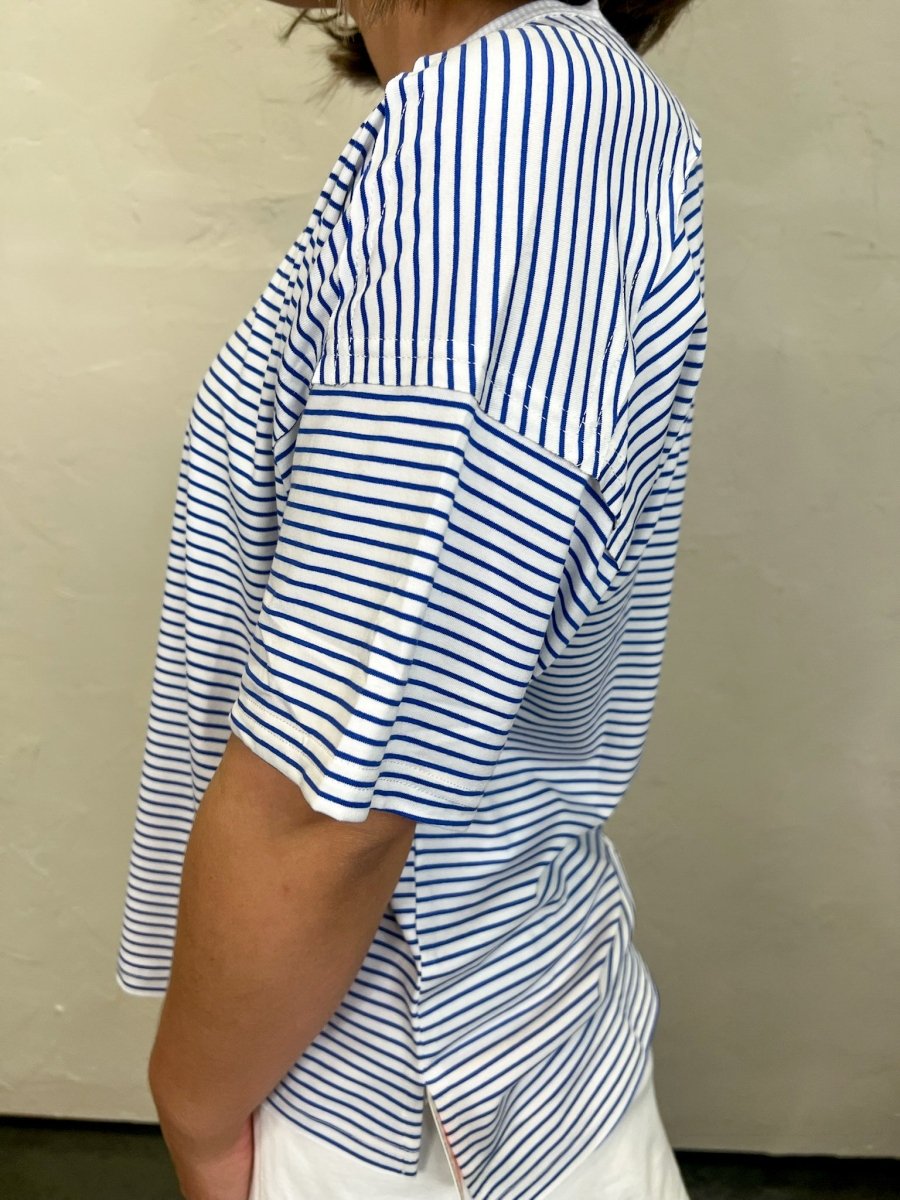 Streamline Stripe Top - Blue - Revel Boutique