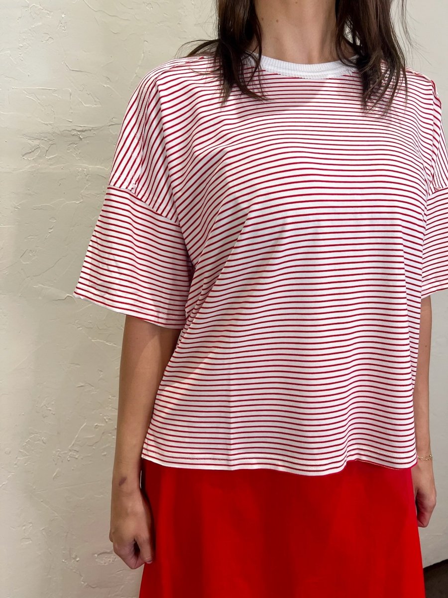 Streamline Stripe Top - Red - Revel Boutique
