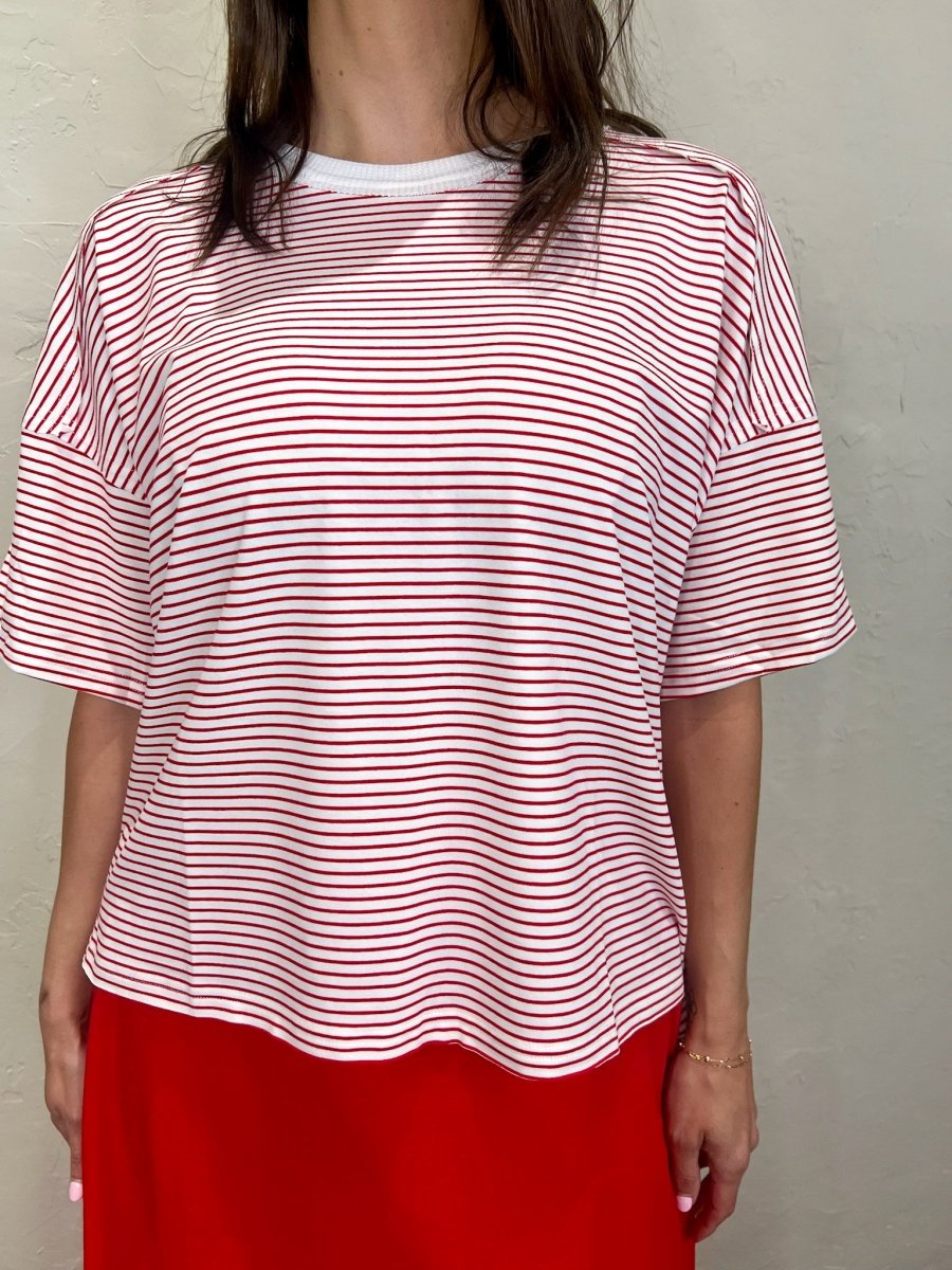 Streamline Stripe Top - Red - Revel Boutique