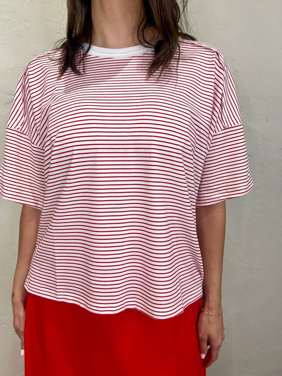 Streamline Stripe Top - Red - Revel Boutique