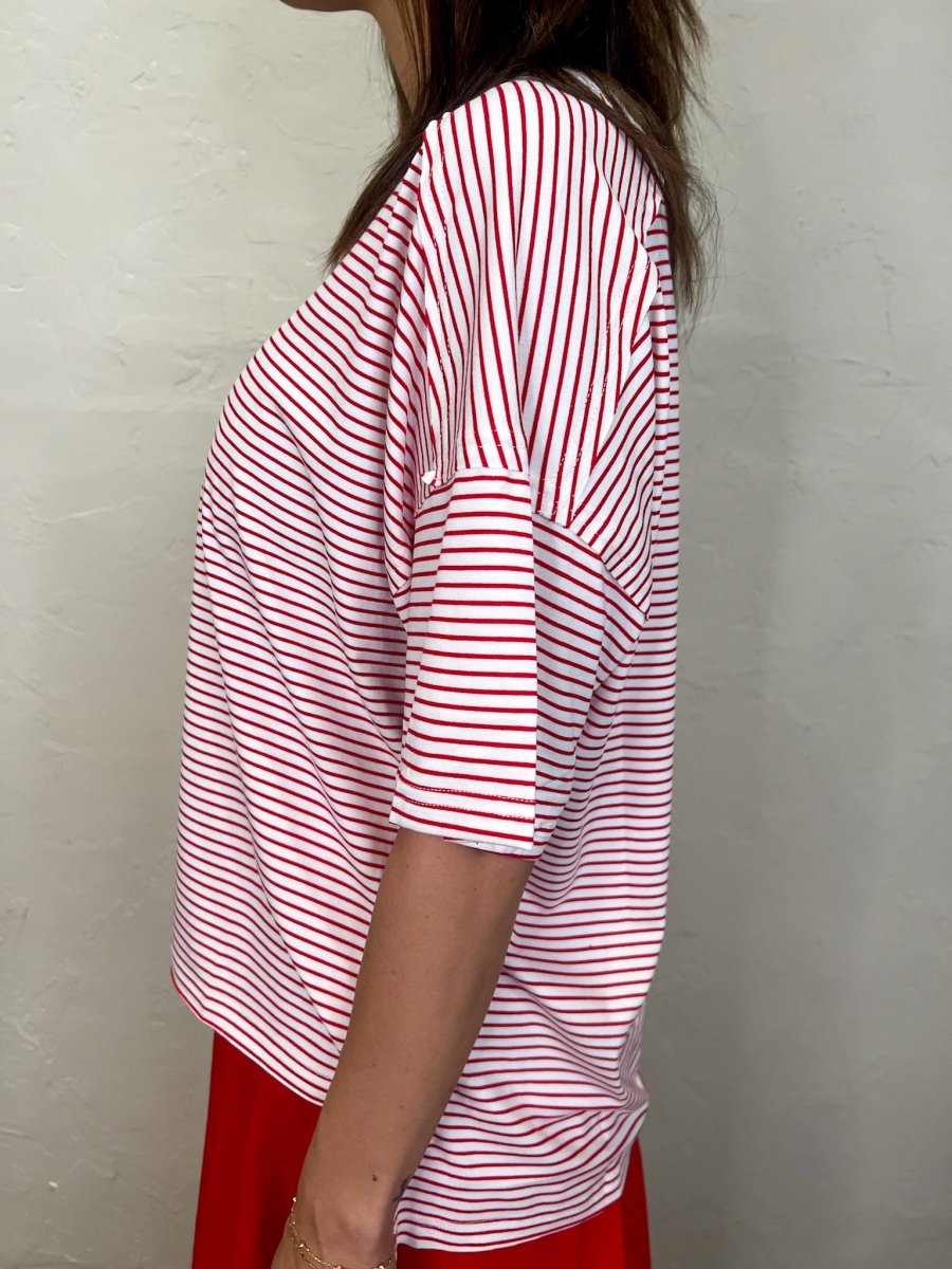 Streamline Stripe Top - Red - Revel Boutique