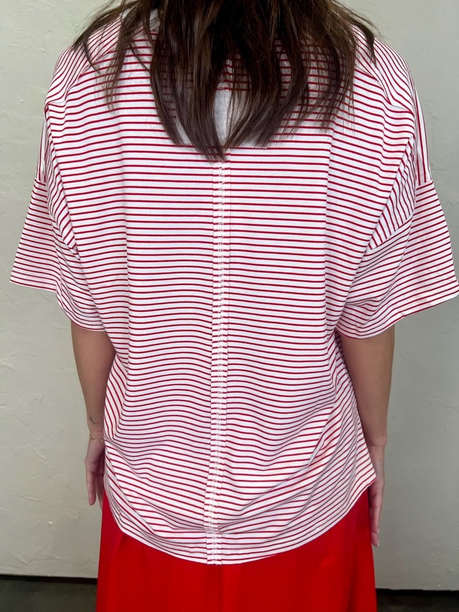 Streamline Stripe Top - Red - Revel Boutique